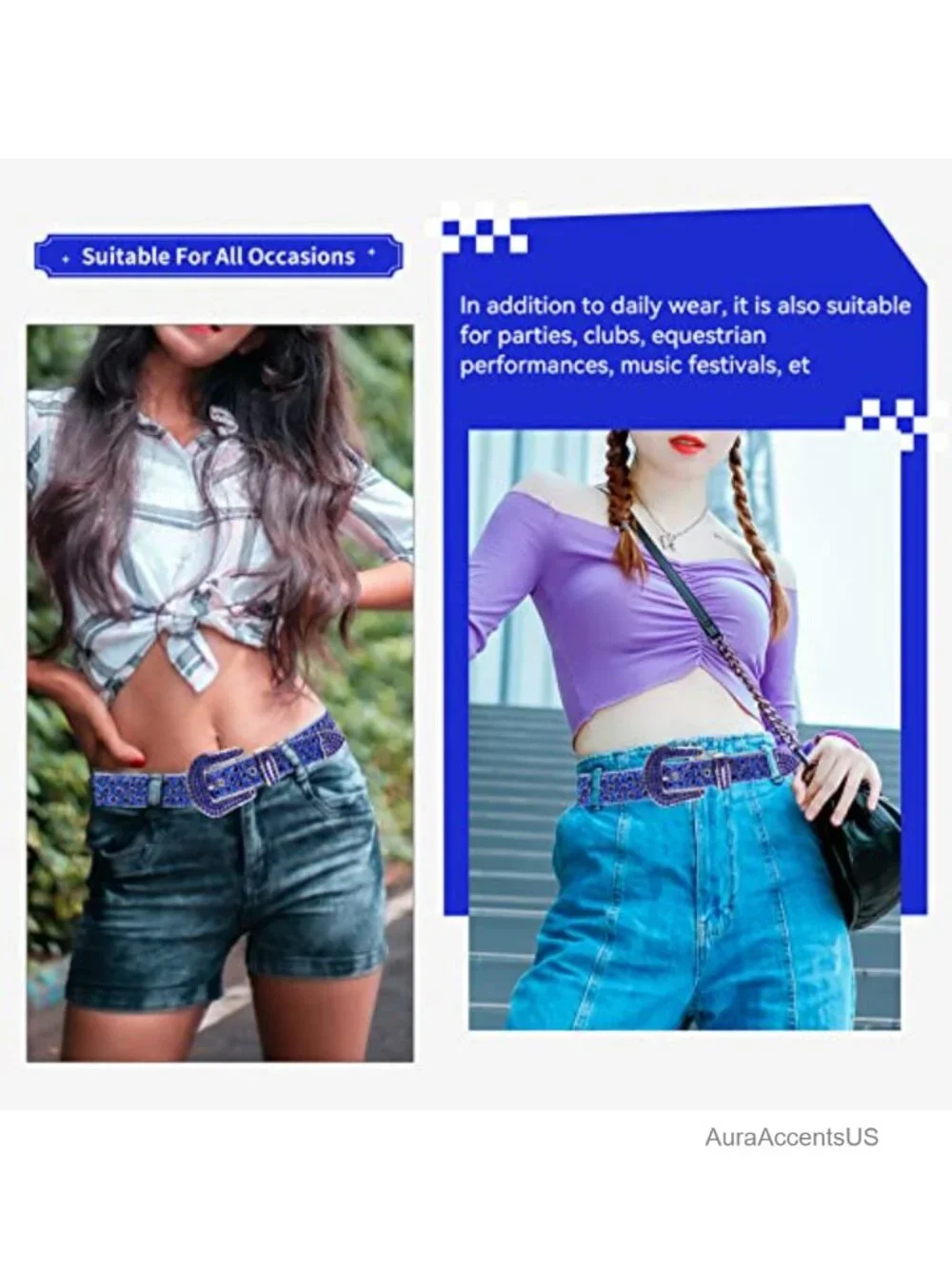 Rhinestone Western Belt Men Women Bling Crystal Diamond Studded Belts
